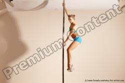 Underwear Gymnastic poses Woman White Moving poses Slim long blond Dynamic poses Academic